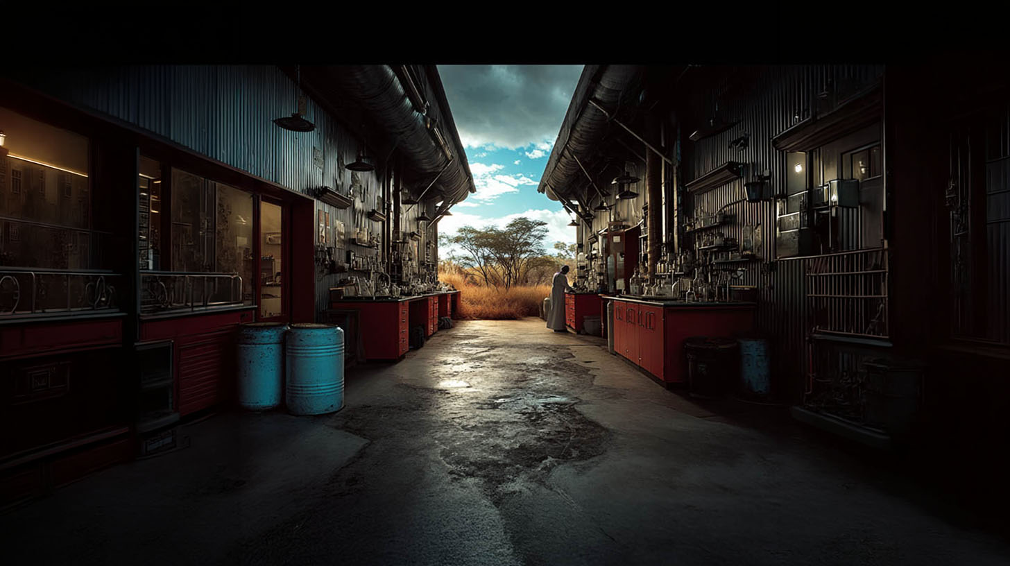 Interior of the rustic but highly advanced lab